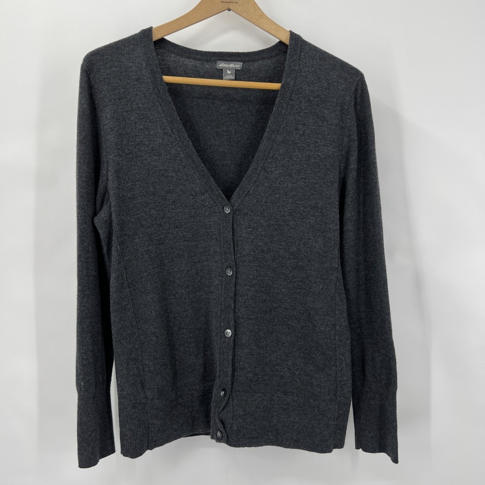 Soft Cozy V-Neck Grey Cotton Blend‎ Cardigan Granny Core Lightweight Large